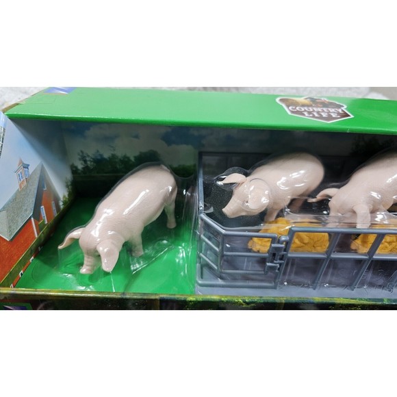 New Ray 1/18 Country Life Landrace Hog Pig Farm animal feeding accessory set NIB - Picture 3 of 6